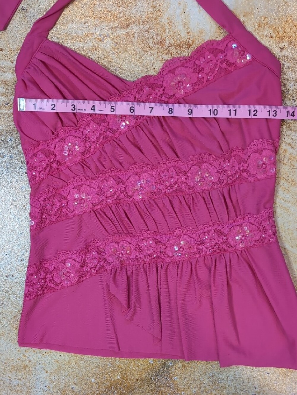 Forever 21 Fuchsia Halter Lace-Trim Tank Top Size M - Picture 4 of 8